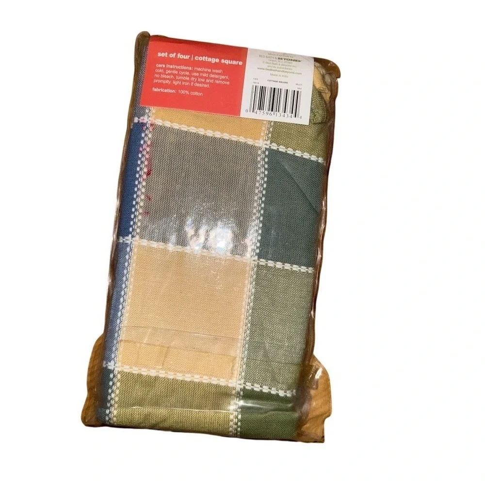 Cottage square Homewear Cloth Napkins Set‎ 4 Multicolor Color Block Plaid 19x19